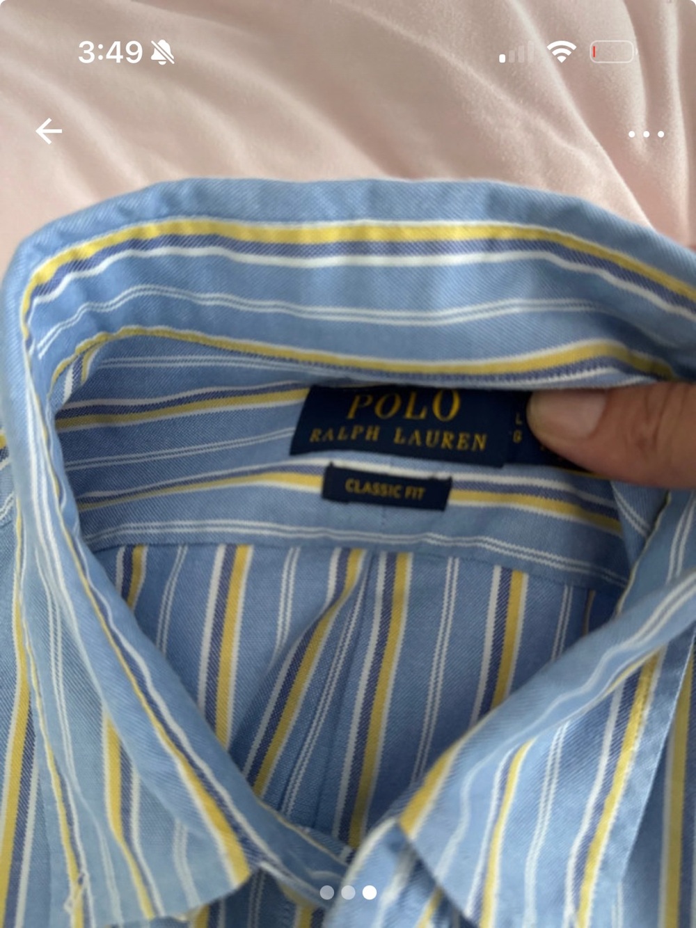 Ralph Lauren Light Blue Shirt with Yellow & White Stripes